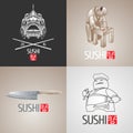 Set of sushi vector template logo, icon, symbol. Isolated design element Royalty Free Stock Photo