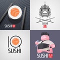 Set of sushi vector template logo, icon, symbol, sign Royalty Free Stock Photo