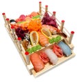 Set of sushi on wooden stand