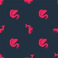 Set Swan bird and Whale on seamless pattern. Vector Royalty Free Stock Photo