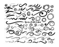 Set of Swashes, swoops, scribbles, and squiggles for typography emphasis. Vector illustration. Isolated on white background Royalty Free Stock Photo