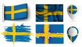 Set of Sweden flags collection isolated