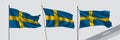 Set of Sweden waving flag on isolated background vector illustration Royalty Free Stock Photo