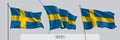 Set of Sweden waving flag on isolated background vector illustration Royalty Free Stock Photo