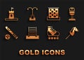 Set Swedish wall, Trash can, Toy horse, Roller skate, Baseball bat with ball, Climbing, Sand tower and Street light icon