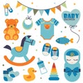 Set of Sweet and Beautiful Icons for Baby Shower Event