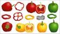 Set of sweet bell pepper in various style vector format