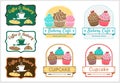 Set of sweet cupcake bakery badge label vector