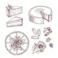 Set with sweet and dessert: cakes, pies, tarts,cheesecake, cookies, chocolate and strawberry .