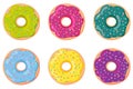 A set of sweet dough donuts. Donut, isolated on white background. Vector