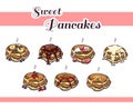 Set Sweet Pancakes Royalty Free Stock Photo