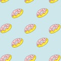 Set of sweet patterns. Seamless backgrounds with donuts.