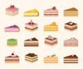 Set of sweet yummy cakes.