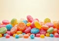 Set of sweets and candies in different colours with copy space. Royalty Free Stock Photo