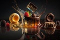 A set of sweets. candies pastries, cake, sweets, desserts. Festive, creative. Delicious. A collection of delicious, high