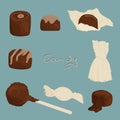 A set of sweets. Flat cartoon style