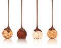 Set of sweets poured melted chocolate on a white background Royalty Free Stock Photo