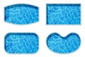 Set with swimming pools of different shapes on white background, top view Royalty Free Stock Photo