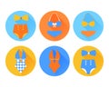 Set of the swimming suit flat icons