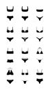 Big set of summer fashion swimsuit. Minimalistic simplified vector illustration. Swimsuit for beach. Two-piece swimsuits Royalty Free Stock Photo