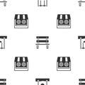 Set Swing, Bench and Shooting gallery on seamless pattern. Vector