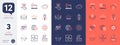 Set of Swipe up, Computer fingerprint and Rainy weather line icons. For design. Vector