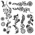 Set swirling decorative flower ornament Royalty Free Stock Photo