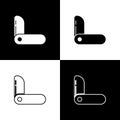 Set Swiss army knife icon isolated on black and white background. Multi-tool, multipurpose penknife. Multifunctional Royalty Free Stock Photo