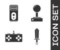 Set Sword for game, Computer, Gamepad and Joystick for arcade machine icon. Vector