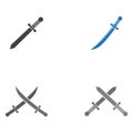 Set Sword illustration logo vector flat design