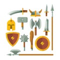 set of swords and shields icons. Vector illustration decorative design