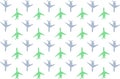 Set symbol airplane green gray icon background based white base many figures contrasting movement top down Royalty Free Stock Photo