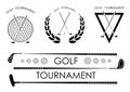 Set of symbol, emblem of golf clubs for competition. Golfer sports equipment. Active lifestyle. Vector