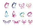 Set symbol icon design vector butterfly, logo, beauty, spa, lifestyle, care, relax, abstract, wings Royalty Free Stock Photo