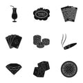 The set of symbols casino games. Gambling for money. Chips, dominoes, casino. Casino and gambling icon in set collection