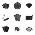 The set of symbols casino games. Gambling for money. Chips, dominoes, casino. Casino and gambling icon in set collection