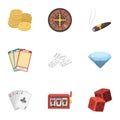 The set of symbols casino games. Gambling for money. Chips, dominoes, casino. Casino and gambling icon in set collection