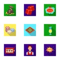 The set of symbols casino games. Gambling for money. Chips, dominoes, casino. Casino and gambling icon in set collection