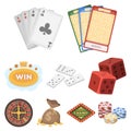 The set of symbols casino games. Gambling for money. Chips, dominoes, casino. Casino and gambling icon in set collection