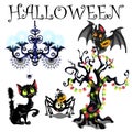 Set of symbols of Halloween on white background