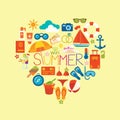 Set symbols and icons summer and vacation on the beach vector i Royalty Free Stock Photo