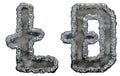 Set of symbols litecoin and dashcoin made of industrial metal on white background 3d
