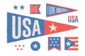 Set symbols USA. Vintage retro graphic flag, pennant