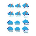 Set of colored weather meteorological symbols for sites and weather forecasts