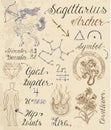 Set of symbols for zodiac sign Sagittarius or Archer