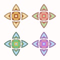 Set of 4 symmetric geometric shapes.