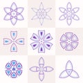 Set of 9 symmetric geometric shapes. Royalty Free Stock Photo