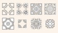 Set of 8 symmetric geometric tile shapes