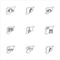 Set Of Syria Map Outline With Ancient Ruins And Monuments One Line Vector Logos Royalty Free Stock Photo