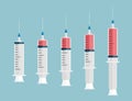 Set of syringe for injection in a flat design Royalty Free Stock Photo